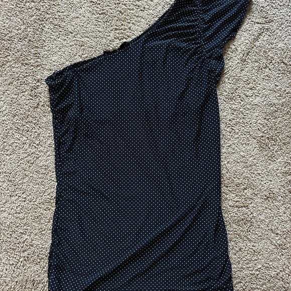 The Limited Navy Polka Dot One Shoulder Top - Picture 1 of 4